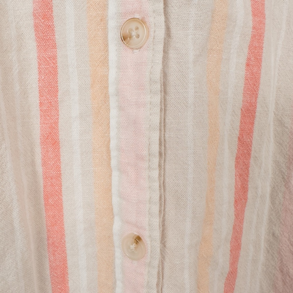 Linen Blend Striped Short Sleeve Button Up Shirt Womens 2X Beach Coastal Preppy - Picture 9 of 12